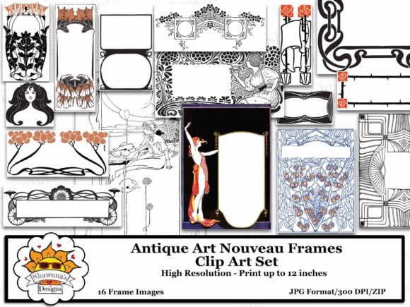 Antique Art Nouveau Frames Clip Art Set: A Strategic Visual Resource for Brands, Publishers, and Creatives