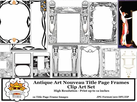 Antique Art Nouveau Title Page Frames