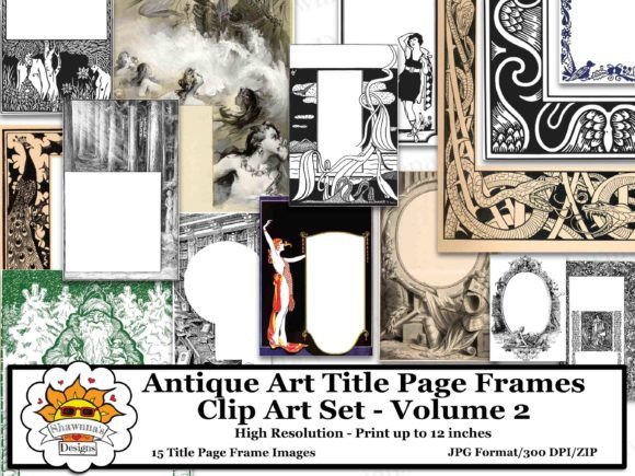 Antique Title Page Frames Clip Art Vol 2